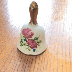 Enesco bell pink flowers gold handle